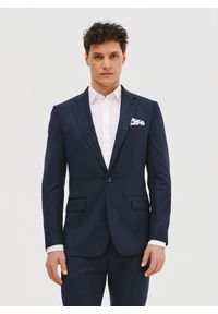Pako Lorente - PAKO LORENTE – Granatowa marynarka garniturowa. Okazja: na spotkanie biznesowe. Kolor: niebieski. Materiał: wełna, poliester, elastan. Wzór: gładki. Styl: biznesowy