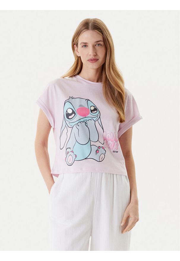 United Colors of Benetton - United Colors Of Benetton Koszulka piżamowa 30963M07C Różowy Boxy Fit. Kolor: różowy. Materiał: bawełna