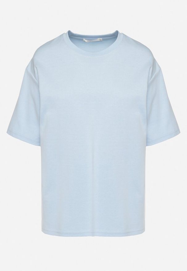 Born2be - Jasnoniebieski Bawełniany Klasyczny T-shirt Merovira. Kolor: niebieski. Materiał: bawełna. Styl: klasyczny