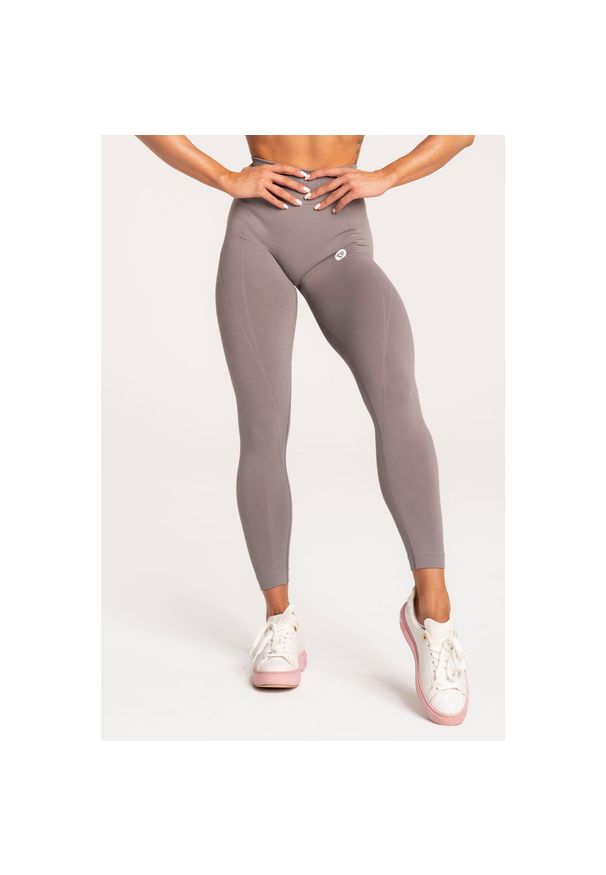 GYM GLAMOUR - Legginsy fitness damskie Gym Glamour basic. Kolor: szary. Sport: fitness