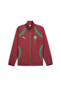 Puma - Męska tkana kurtka przedmeczowa Maroko PUMA Intense Red Archive Green. Kolor: czerwony, zielony, wielokolorowy. Wzór: nadruk