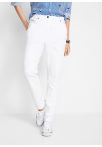bonprix - Spodnie twillowe z wygodnym paskiem, Straight. Kolor: biały #1