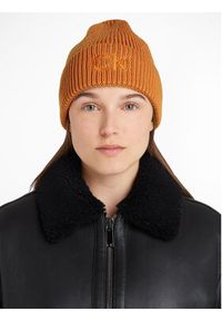 Calvin Klein Czapka Re-Lock Beanie W/Emb K60K608660 Brązowy. Kolor: brązowy. Materiał: bawełna