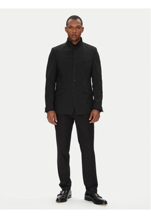 Karl Lagerfeld - KARL LAGERFELD Marynarka 155220 553037 Czarny Regular Fit. Typ kołnierza: dekolt w karo. Kolor: czarny. Materiał: syntetyk