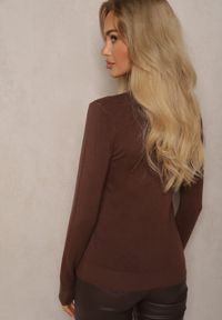 Renee - Brązowy Golf z Wełną i Kaszmirem o Klasycznym Fasonie Rosalins. Okazja: na co dzień. Typ kołnierza: golf. Kolor: brązowy. Materiał: wełna, kaszmir. Styl: klasyczny #4
