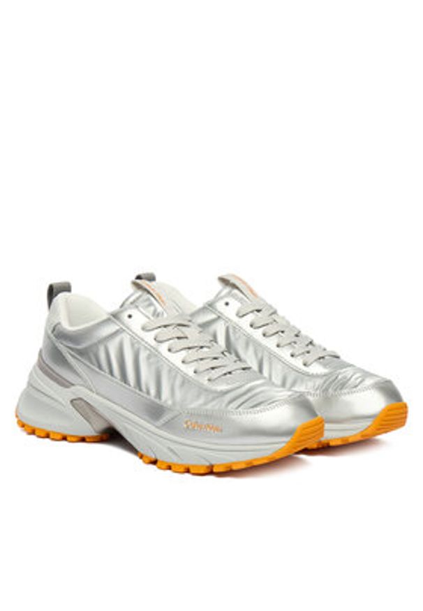 Calvin Klein Sneakersy Hike Runner Lace Up Pearl Ny YW0YW02043 Srebrny. Kolor: srebrny. Materiał: skóra