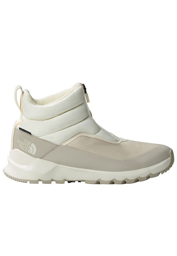 Buty The North Face Thermoball Progressive II Waterproof Zip-Up 0A5LWF32F1 - beżowo-szare. Zapięcie: zamek. Kolor: szary, beżowy, wielokolorowy. Materiał: tkanina, materiał, guma. Szerokość cholewki: normalna. Wzór: aplikacja. Sezon: zima