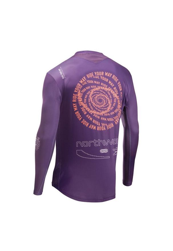 Koszulka rowerowa enduro NORTHWAVE Edge 2 Jersey LS. Kolor: pomarańczowy, wielokolorowy, fioletowy. Materiał: jersey. Długość rękawa: długi rękaw. Długość: długie. Sport: fitness