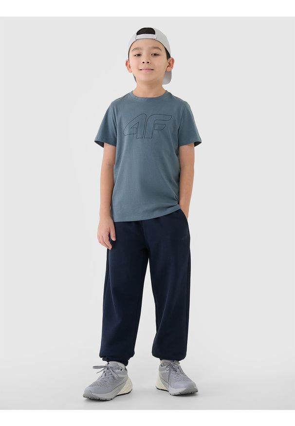 4f - 4F T-shirt z nadrukiem chłopięcy - turkusowy 152 (11-12 lat). Okazja: na co dzień. Kolor: turkusowy. Materiał: jersey, dzianina, bawełna. Długość rękawa: krótki rękaw. Długość: krótkie. Wzór: nadruk. Sezon: lato. Styl: casual, klasyczny, sportowy