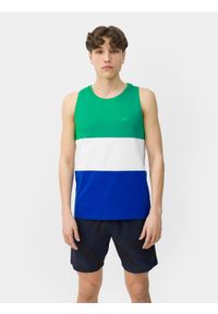 4f - Tank top regular gładki męski. Kolor: zielony. Materiał: bawełna. Wzór: gładki #1