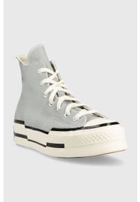 Converse trampki Chuck 70 Plus kolor szary A00741C. Nosek buta: okrągły. Zapięcie: sznurówki. Kolor: szary. Materiał: guma. Obcas: na platformie. Styl: klasyczny #2