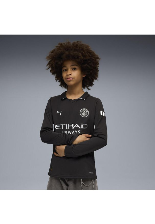 Puma - Młodzieżowa koszulka wyjazdowa z długim rękawem Manchester City 25/26 PUMA Black. Kolor: czarny. Długość rękawa: długi rękaw. Długość: długie. Sport: piłka nożna