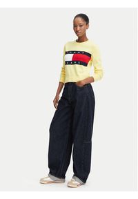 Tommy Jeans Sweter Flag DW0DW22930 Żółty jasny Regular Fit. Kolor: żółty. Materiał: bawełna #3