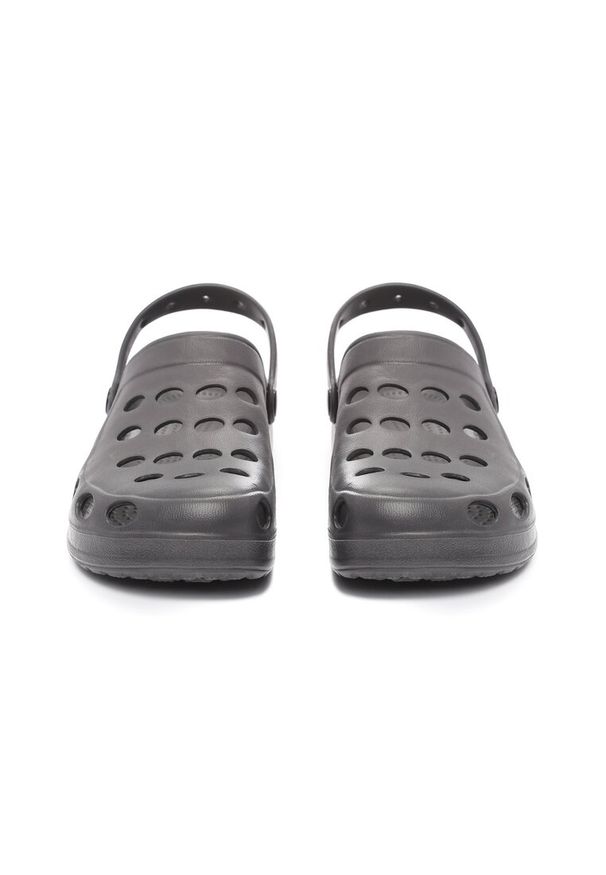 Born2be - Szare Klapki Glassy. Okazja: na co dzień. Nosek buta: okrągły. Kolor: szary. Materiał: guma. Obcas: na obcasie. Styl: casual. Wysokość obcasa: niski