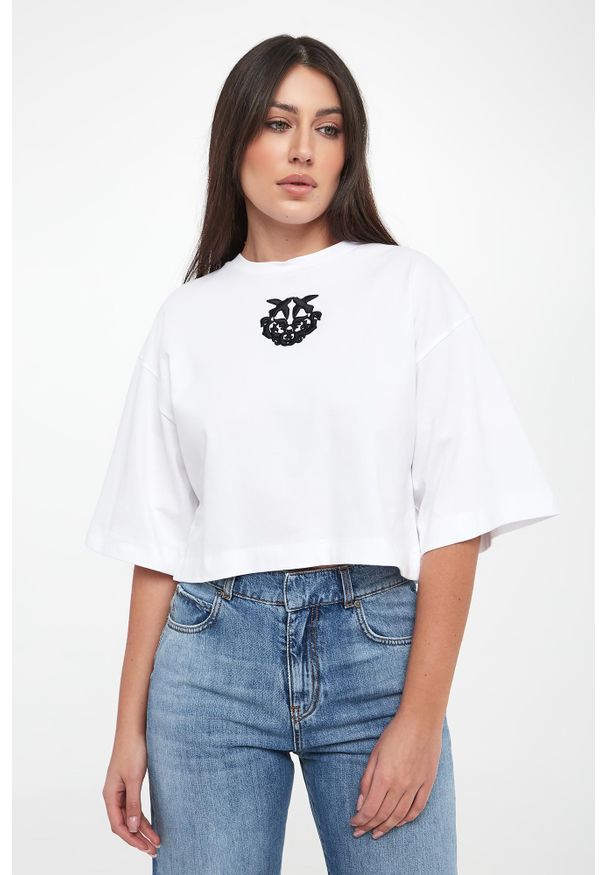 Pinko - T-shirt damski z logo Borghetto PINKO
