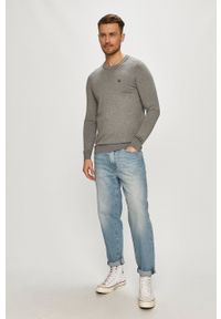 Calvin Klein Jeans - Sweter. Okazja: na co dzień. Kolor: szary. Materiał: dzianina. Długość rękawa: długi rękaw. Długość: długie. Styl: casual #4