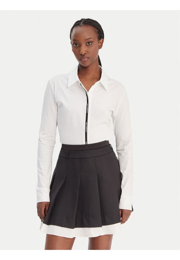 Karl Lagerfeld - KARL LAGERFELD Koszula B1W17078 Biały Regular Fit. Typ kołnierza: dekolt w karo. Kolor: biały. Materiał: bawełna