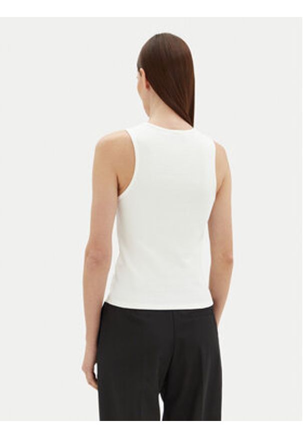 TOMMY HILFIGER - Tommy Hilfiger Top WW0WW44572 Écru Slim Fit. Kolor: kremowy. Materiał: bawełna