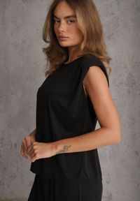 Renee - Czarny Lejący Komplet Letni z Wiskozą Bluzka i Spodnie Wide Leg Nanassa. Kolor: czarny. Materiał: wiskoza #4