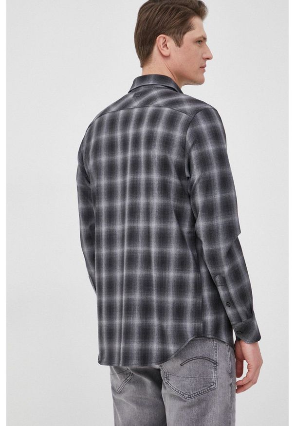 G-Star RAW - G-Star Raw koszula wełniana męska kolor niebieski regular z kołnierzykiem klasycznym. Okazja: na co dzień. Typ kołnierza: kołnierzyk klasyczny. Kolor: szary. Materiał: wełna. Długość rękawa: długi rękaw. Długość: długie. Styl: klasyczny