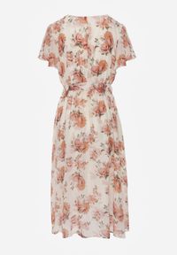 Born2be - Różowa Romantyczna Sukienka Kopertowa z Wiązanym Paskiem i Brokatem Yael. Okazja: na co dzień, na spotkanie biznesowe, do pracy, na randkę. Kolor: różowy. Wzór: kwiaty. Typ sukienki: kopertowe. Styl: casual, biznesowy, elegancki #6