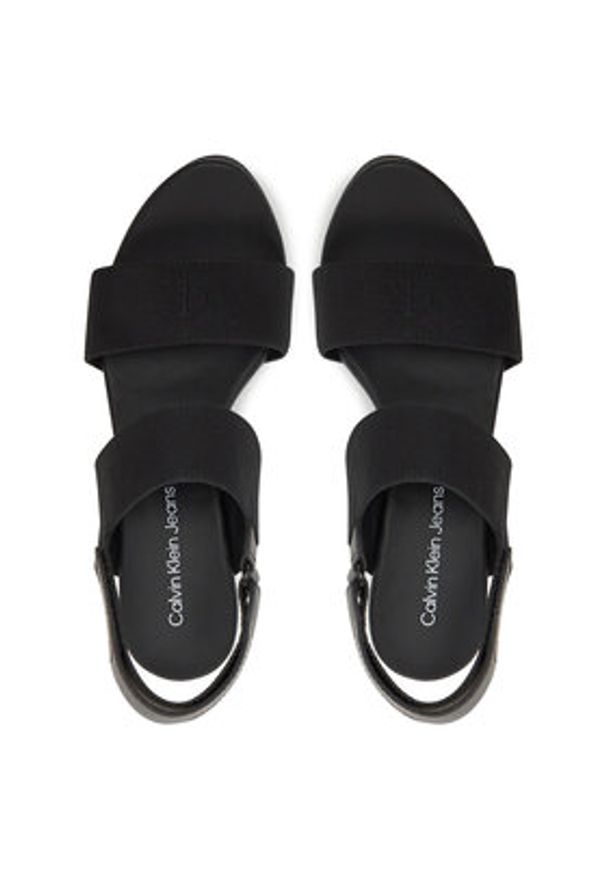 Calvin Klein Jeans Sandały Wedge Sandal Webbing In YW0YW01790 Czarny. Kolor: czarny. Materiał: materiał