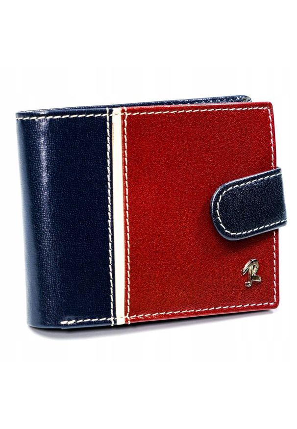 ROVICKY - Portfel skórzany czerwono- granatowy Rovicky 324L-RBA-D NAVY-RED. Kolor: czerwony, niebieski, wielokolorowy. Materiał: skóra