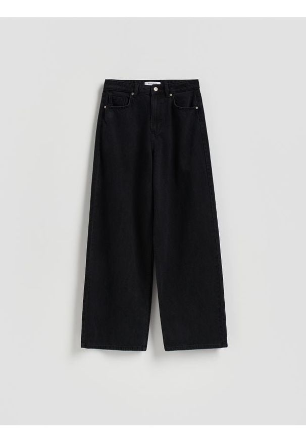 Reserved - Jeansy wide leg - czarny. Kolor: czarny