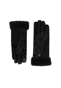 Volcano - Czarne rękawiczki H-MEGAN. Kolor: czarny. Materiał: materiał, tkanina, zamsz. Sezon: zima. Styl: elegancki, casual, klasyczny