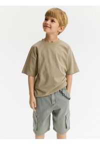 Reserved - Bawełniany t-shirt - beżowy. Kolor: beżowy. Materiał: bawełna #1