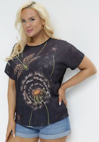Born2be - Czarny T-shirt z Nadrukiem z Cyrkonii Anatisa. Kolor: czarny. Materiał: bawełna, tkanina. Długość rękawa: krótki rękaw. Długość: krótkie. Wzór: nadruk #4