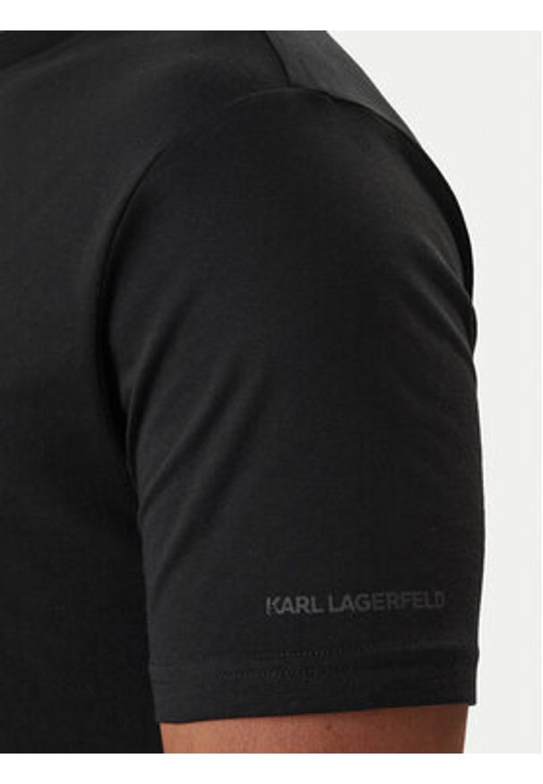 Karl Lagerfeld - KARL LAGERFELD T-Shirt 755072 561252 Czarny Regular Fit. Typ kołnierza: dekolt w karo. Kolor: czarny. Materiał: bawełna