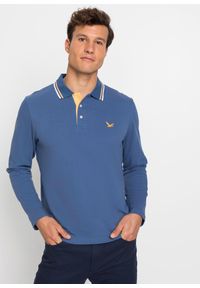 bonprix - Koszulka polo z czystej bawełny organicznej (2 szt.). Typ kołnierza: polo. Kolor: niebieski. Materiał: bawełna. Długość rękawa: długi rękaw. Długość: długie. Wzór: haft #1