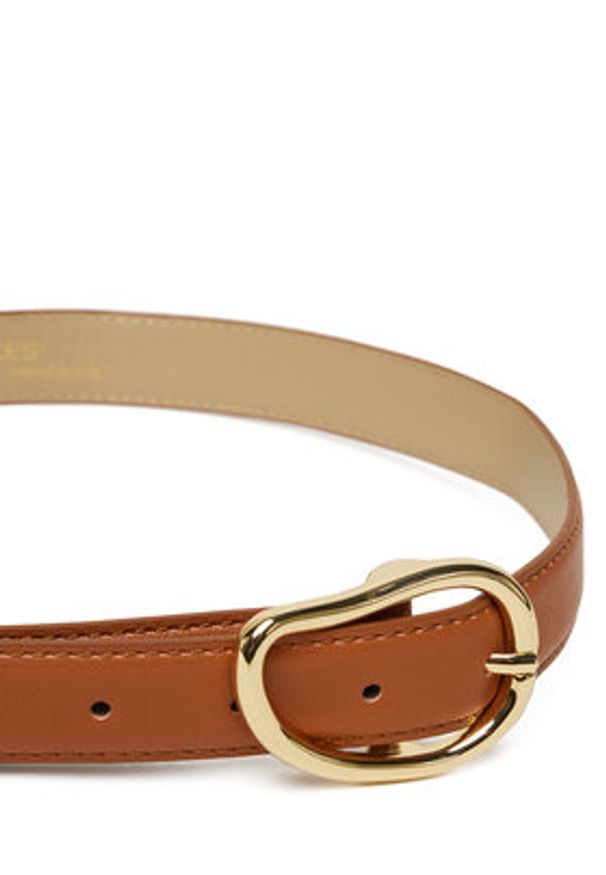 Pieces Pasek Damski Pcsigne Jeans Belt 17156585 Brązowy. Kolor: brązowy. Materiał: skóra