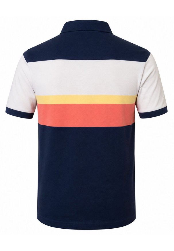 Męska Koszulka Polo - Pako Jeans - Kolorowa w Pasy. Okazja: na co dzień. Typ kołnierza: polo. Kolor: wielokolorowy. Materiał: bawełna. Wzór: prążki, paski. Styl: casual