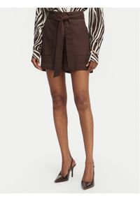 Guess Szorty materiałowe W5GD1R WG4C2 Brązowy ciemny Regular Fit. Kolor: brązowy. Materiał: lyocell #1