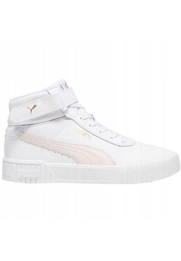 Buty do chodzenia damskie Puma Carina 2.0 Mid. Zapięcie: rzepy. Kolor: biały, wielokolorowy. Materiał: materiał, skóra, syntetyk. Szerokość cholewki: normalna. Sport: turystyka piesza