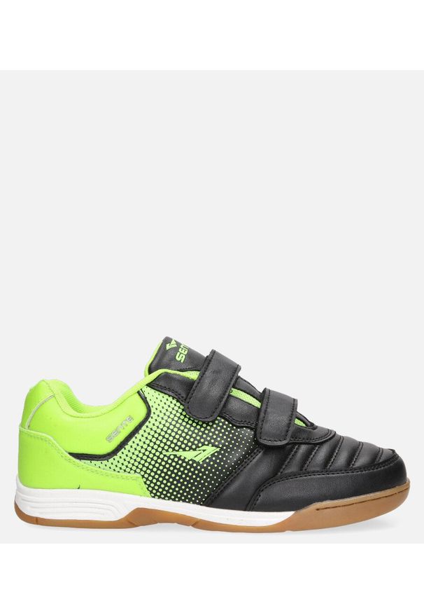 Casu - Czarne buty sportowe halówki na rzepy casu a1601b-2. Zapięcie: rzepy. Kolor: czarny, zielony, wielokolorowy