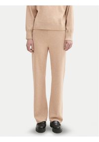 Tom Tailor Denim Spodnie dzianinowe 1043355 Beżowy Straight Fit. Kolor: beżowy. Materiał: wiskoza, syntetyk #1