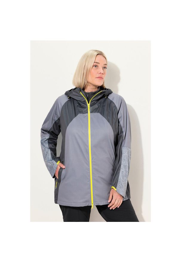 ULLA POPKEN - Damskie Kurtka funkcyjna wodoodporna dwukierunkowy zamek błyskawiczny. Kolekcja: plus size. Kolor: szary. Materiał: poliester, materiał. Sport: turystyka piesza