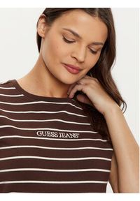 Guess Jeans T-Shirt W4BI53 KCIE1 Brązowy Regular Fit. Kolor: brązowy. Materiał: bawełna