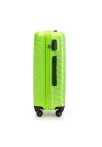 Wittchen - Średnia walizka z ABS-u z geometrycznym tłoczeniem limonkowa. Materiał: poliester. Wzór: geometria #7