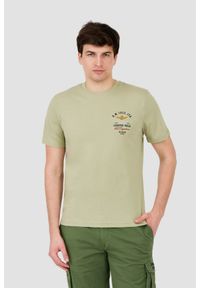 Aeronautica Militare - AERONAUTICA MILITARE Zielony bawełniany męski t-shirt Short Sleeve, Rozmiar L. Kolor: zielony. Materiał: bawełna