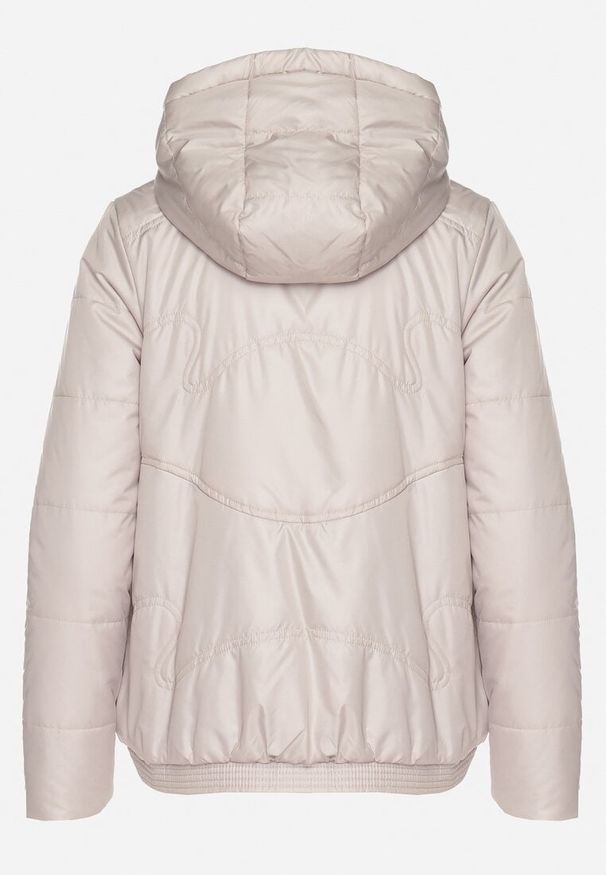 Born2be - Beżowa Casualowa Kurtka z Kapturem i Ozdobnymi Sznurkami Evialinae. Okazja: na co dzień. Typ kołnierza: kaptur. Kolor: beżowy. Materiał: poliester, jeans. Styl: casual