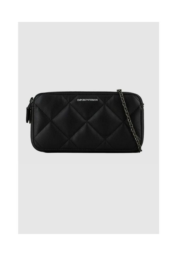 Emporio Armani - EMPORIO ARMANI Mała czarna pikowana torebka na łańcuszku. Kolor: czarny. Materiał: pikowane