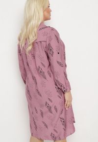 Born2be - Ciemnoróżowa Sukienka Szmizjerka z Guzikami przy Dekolcie z Podwijanymi Rękawami Ketella. Okazja: do pracy, na co dzień. Kolor: różowy. Wzór: aplikacja. Typ sukienki: szmizjerki. Styl: elegancki, casual, sportowy, klasyczny #7