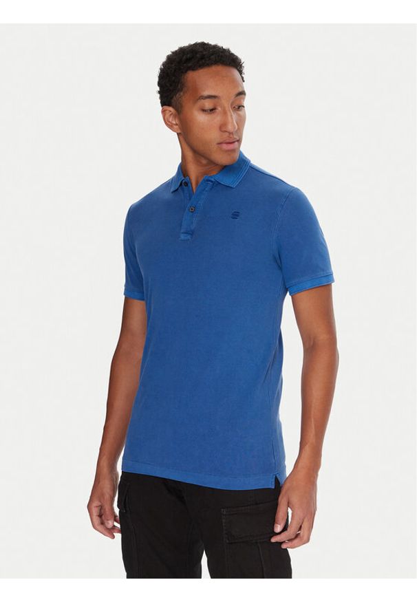 G-Star RAW - G-Star Raw Polo Dunda D11595-D756 Niebieski Slim Fit. Typ kołnierza: polo. Kolor: niebieski. Materiał: bawełna