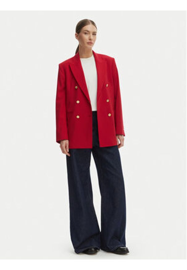 TOMMY HILFIGER - Tommy Hilfiger Marynarka WW0WW50784 Czerwony Relaxed Fit. Kolor: czerwony. Materiał: syntetyk