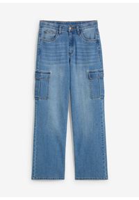 bonprix - Dżinsy ze stretchem i regulowanym pasem o kroju loose fit, prosta nogawka. Kolor: niebieski #1