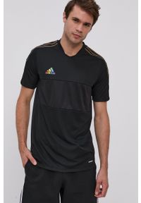 adidas Performance T-shirt męski kolor czarny z aplikacją. Okazja: na co dzień. Kolor: czarny. Wzór: aplikacja. Styl: casual